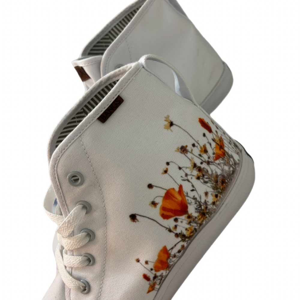 Rare BANGS White Floral High-Top Canvas Sneakers | Women’s 9 - Picture 5 of 9